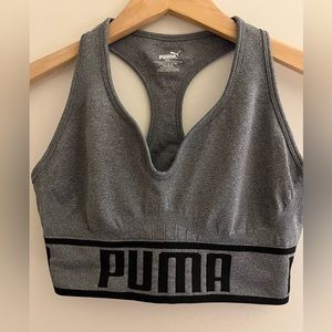 Puma gray and black sports bra size medium